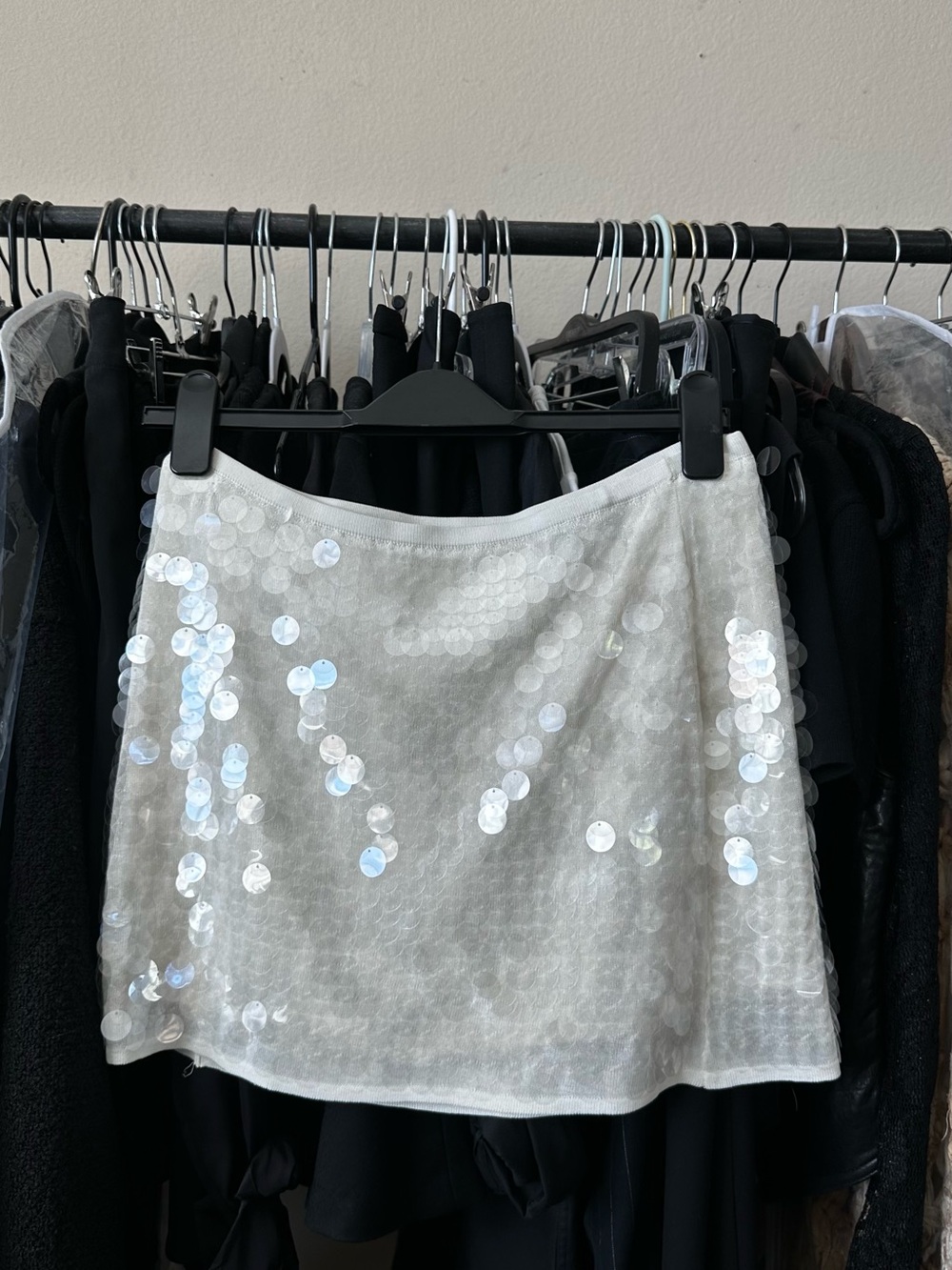 ZARA White Sequin Mini Skirt Party Holiday Size- Medium